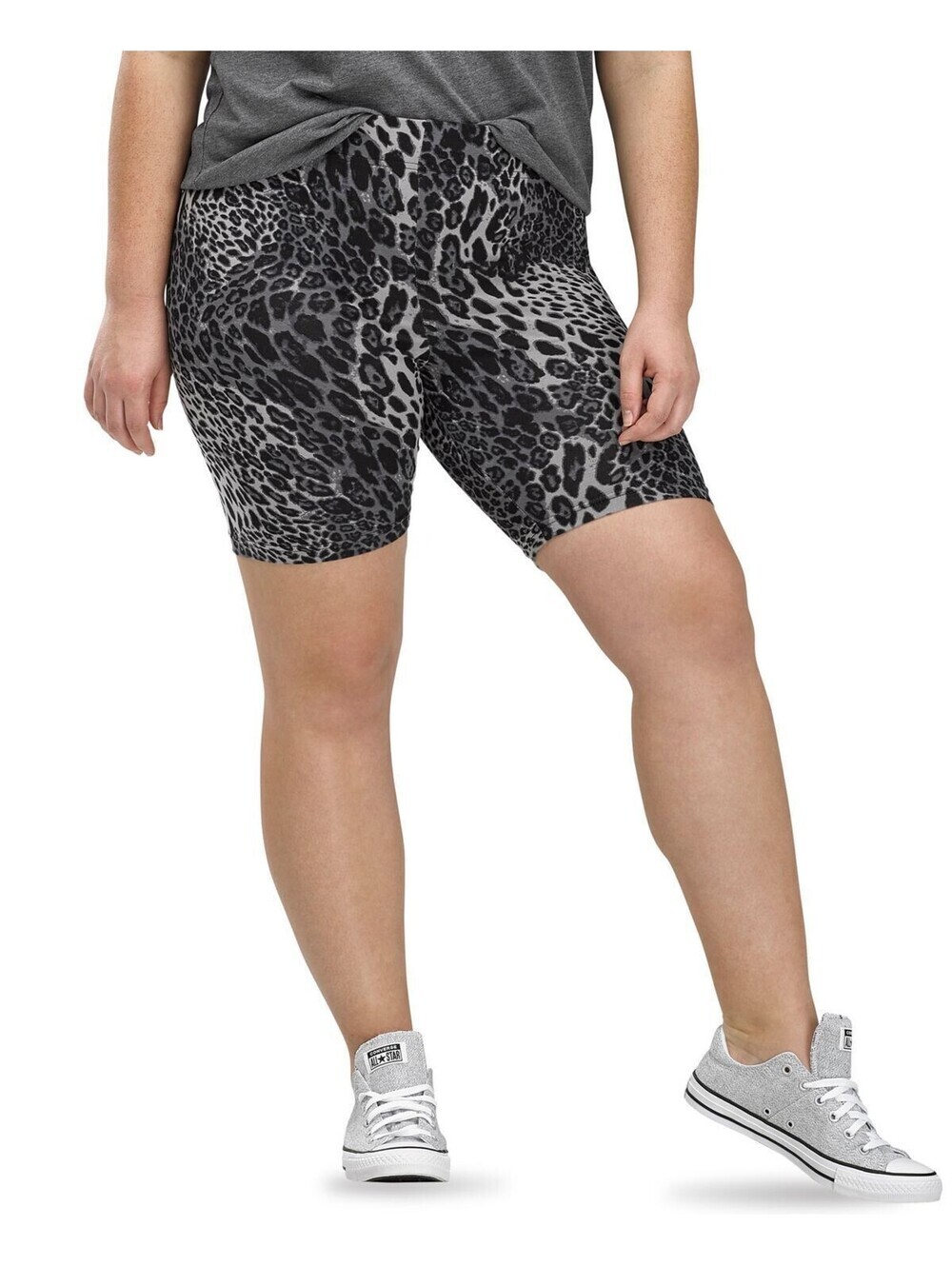 Hue Womens Essentials High Rise Wavy Leopard Bike Shorts Size M